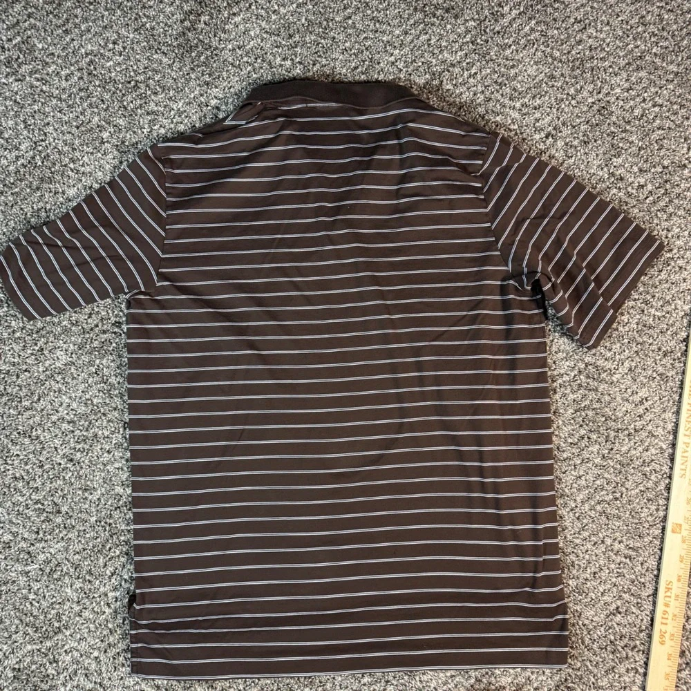 Polo Ralph Lauren Mens Large Brown Striped Pima Cotton Short Sleeve Polo Shirt